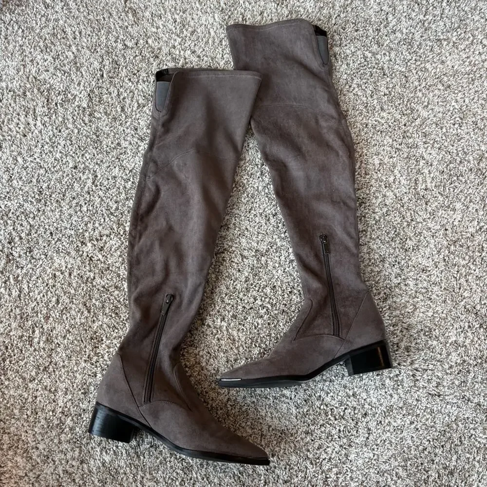 Marc Fisher Women's Yakira Over the Knee Suede Boots in Gray Size 7